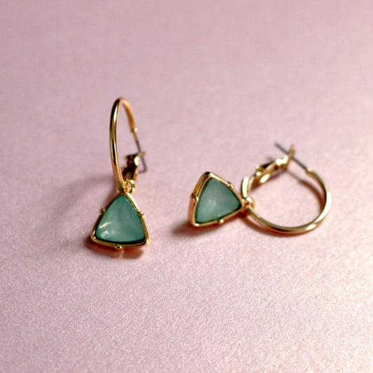 Holly Aqua Gem Hoop Earrings