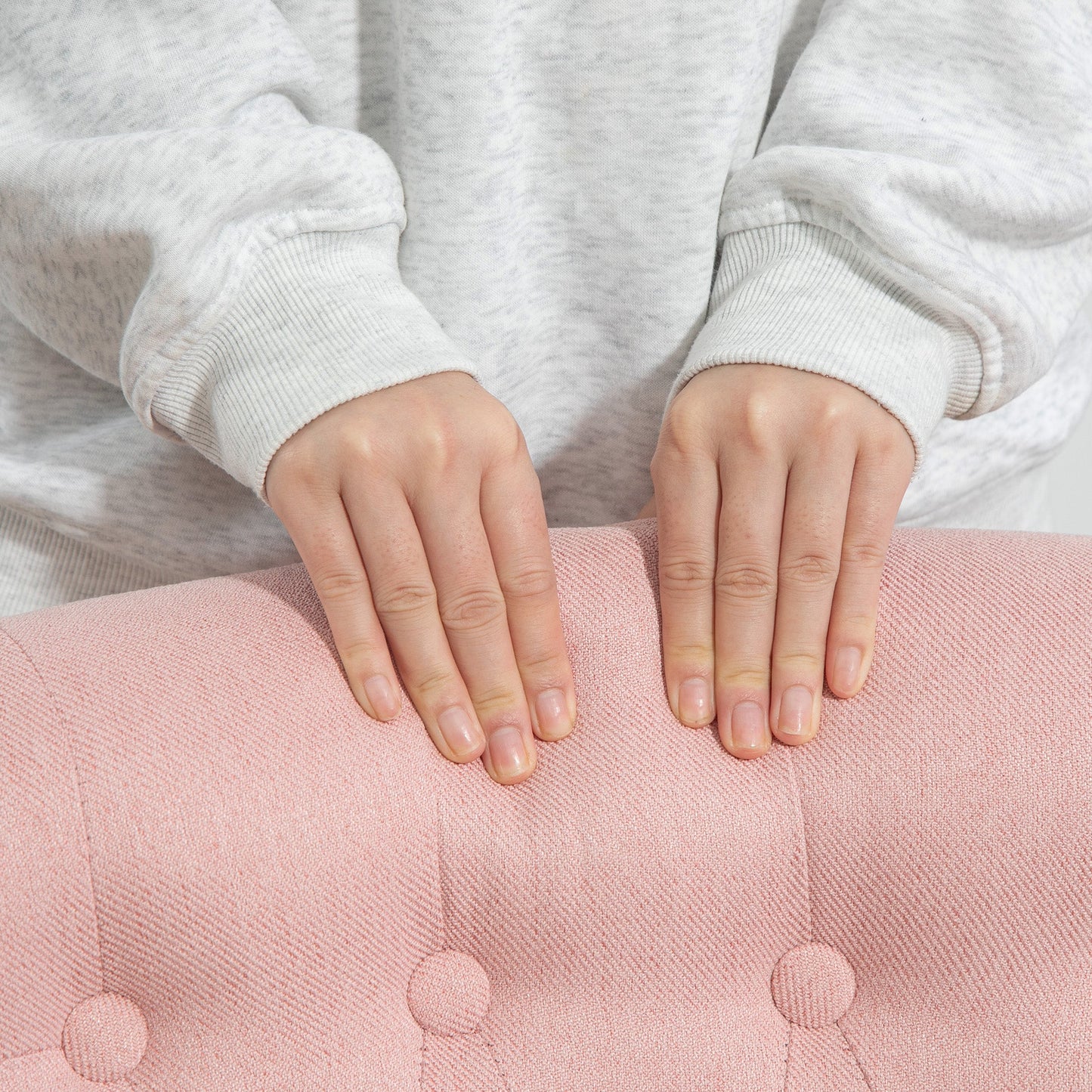 HOMCOM Fabric Single Sofa Upholstered with Pillow Wood Leg Pink