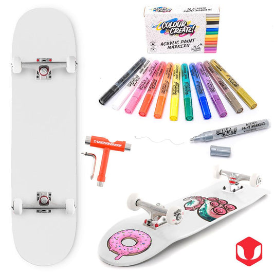 Venom Skateboards Complete Skateboard & Pens Matt White - 8.0"