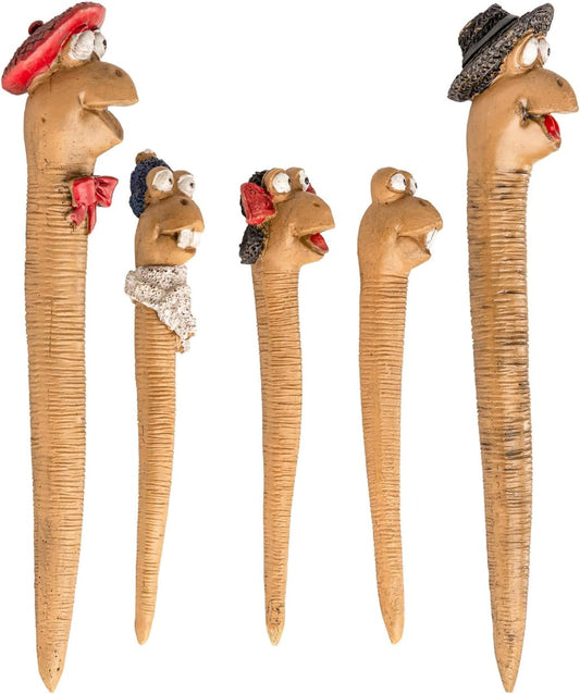 5pc Garden Worms Family Ornaments Miniature Set Resin Decorative Figurines Plant