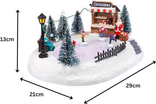 Christmas Ice Skating Musical Village Scene Decoration