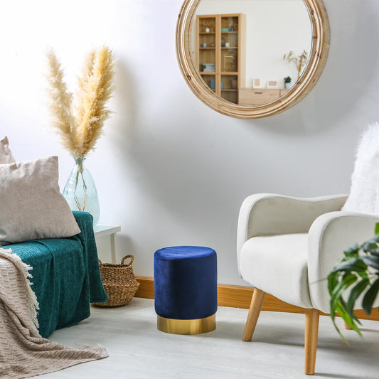 Round Velvet Footstool