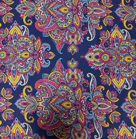 Vibrant Bohemian Paisley Fabric – Custom Printed Fabric on Satin, Crepe, Spandex or Chiffon