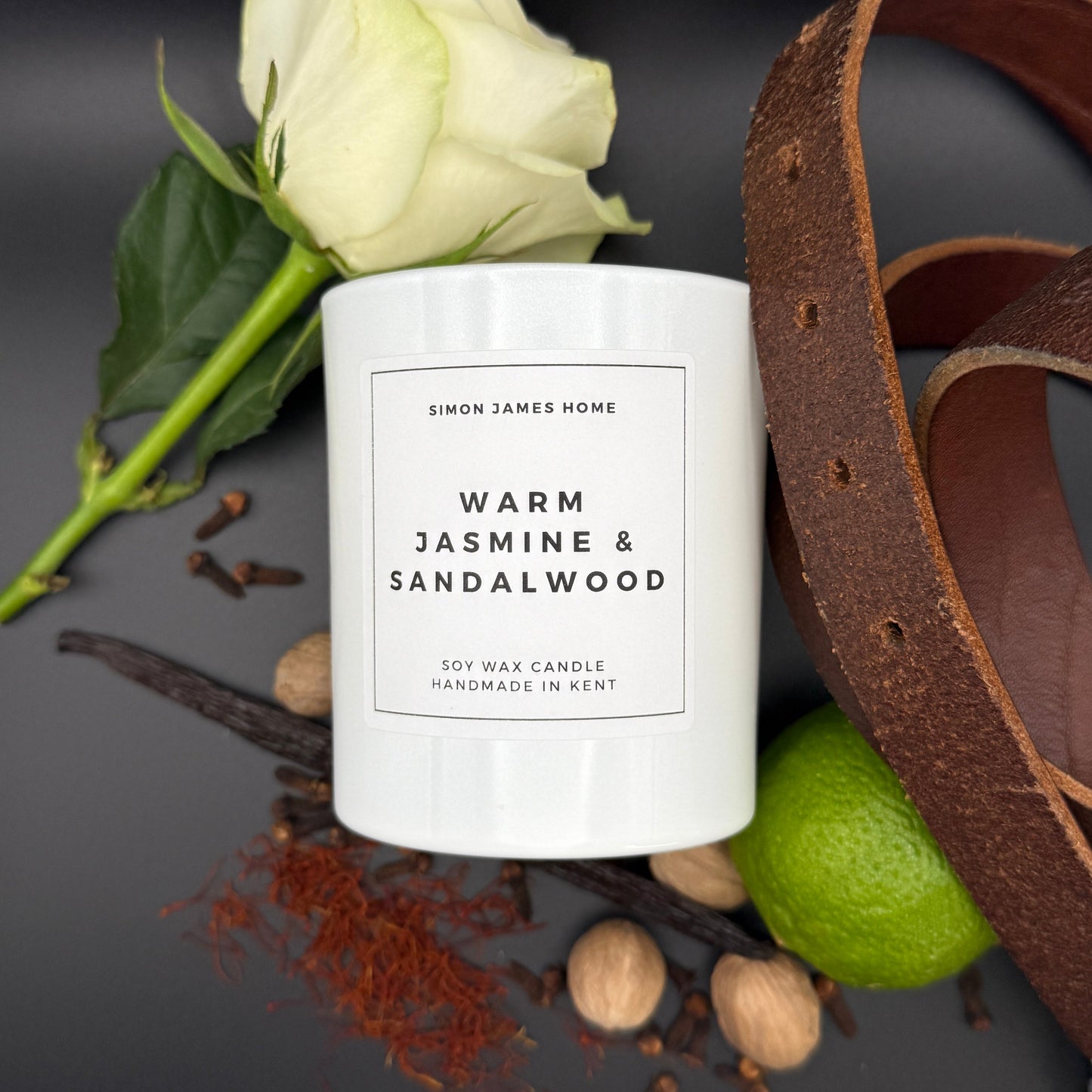 Warm Jasmine & Sandalwood Handmade Soy Wax Candle