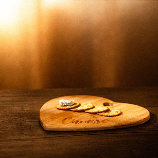 Wooden Cheese Board With Knife, Heart Home Kitchen Wood Serving Platter