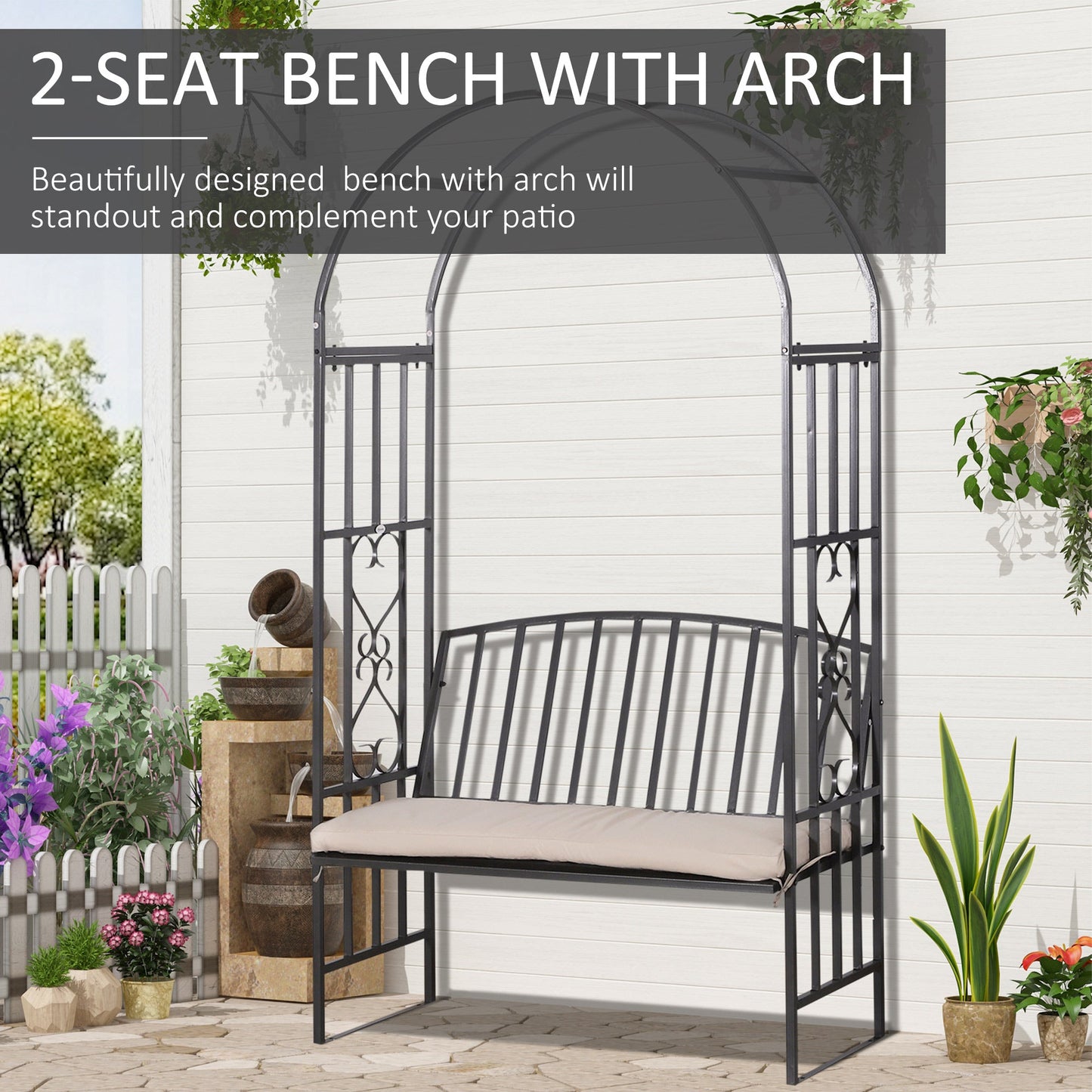 Metal Frame Bench W/Arch