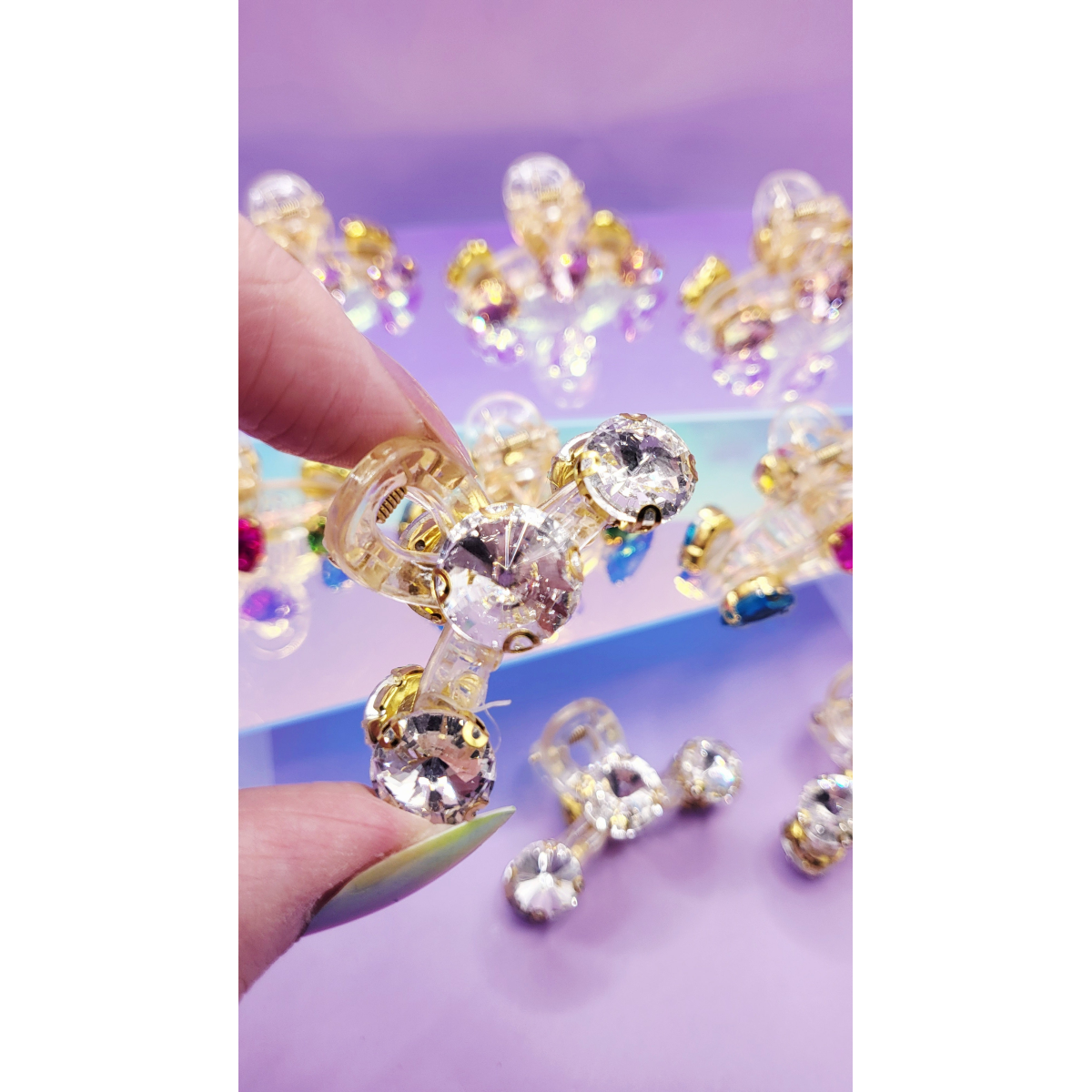 Crystal Luxe Rainbow Hair Clamps Pack of 12