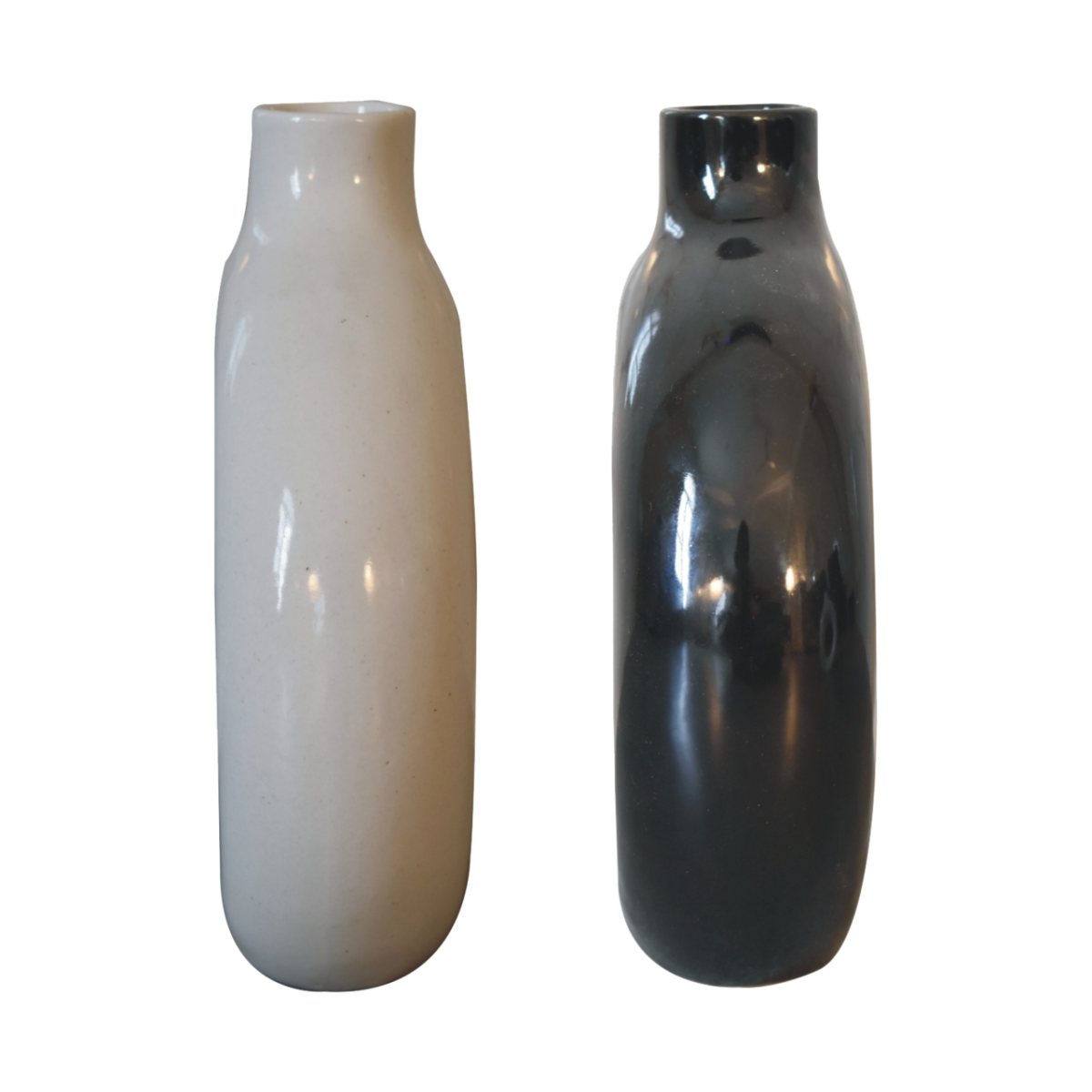 Artisan Furniture Home Decor Accessories - Black & White Gloss Flower Vase