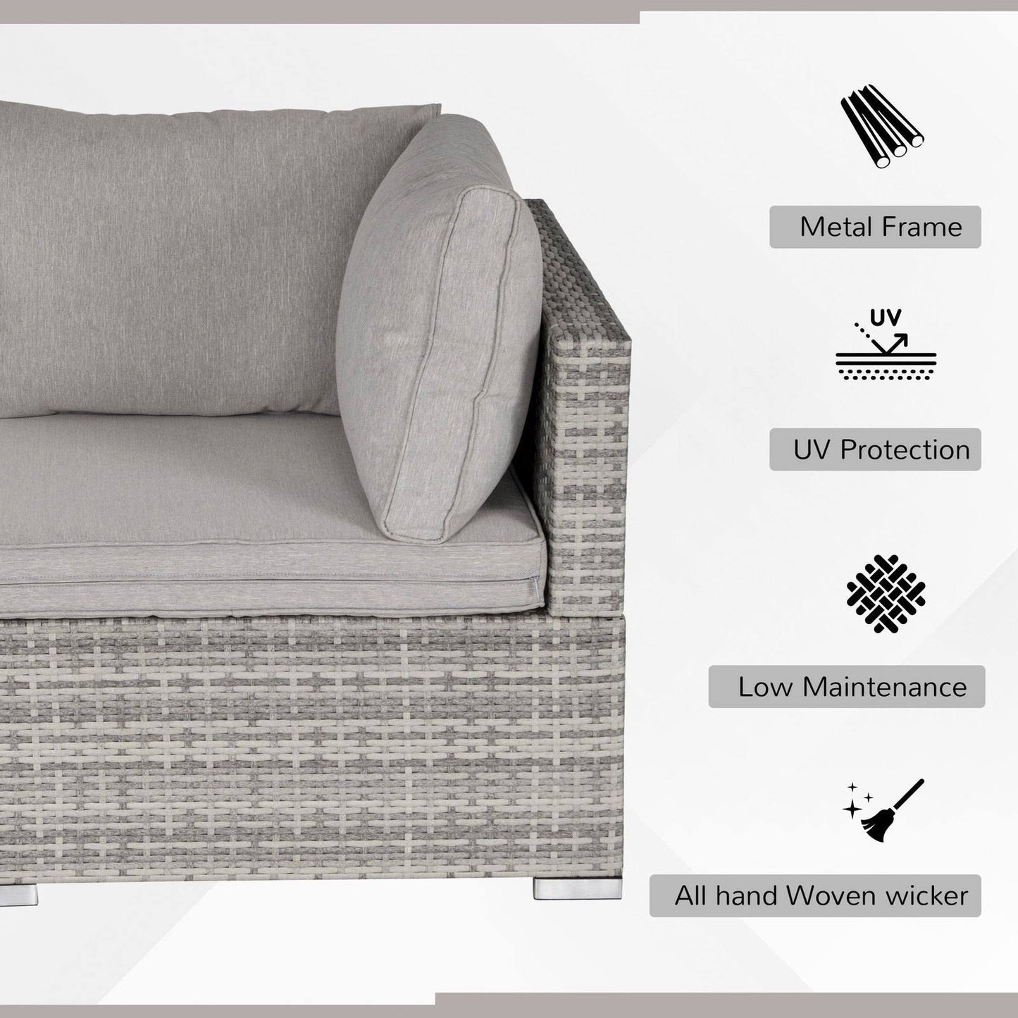 PE Rattan Wicker Corner Sofa Garden Furniture Single Sofa Chair w/ Cushions