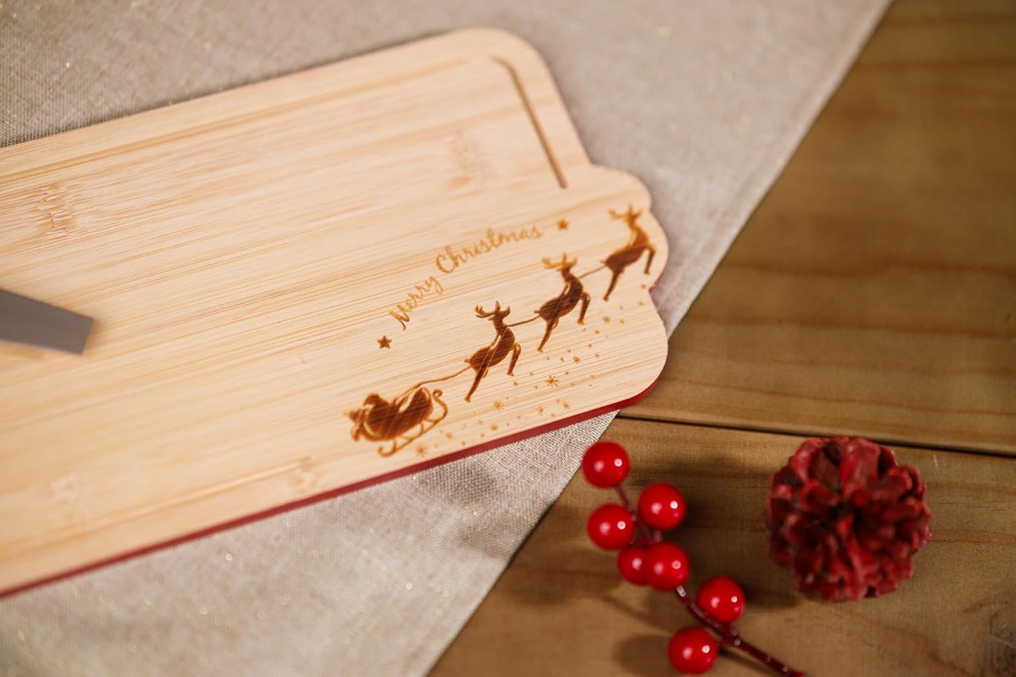 Christmas Wooden Santa Sleigh Cheese Board