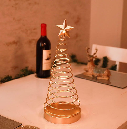 Set of Two LED Gold Spiralite Trees