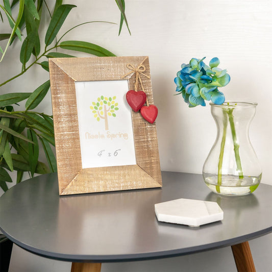 4" x 6" Wooden Standing Photo Frame with Hearts