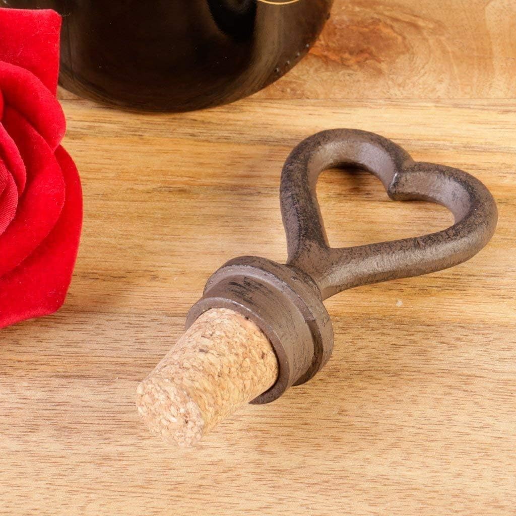 Modern Love Heart Shaped Bottle Stopper Vintage Style Cast Iron