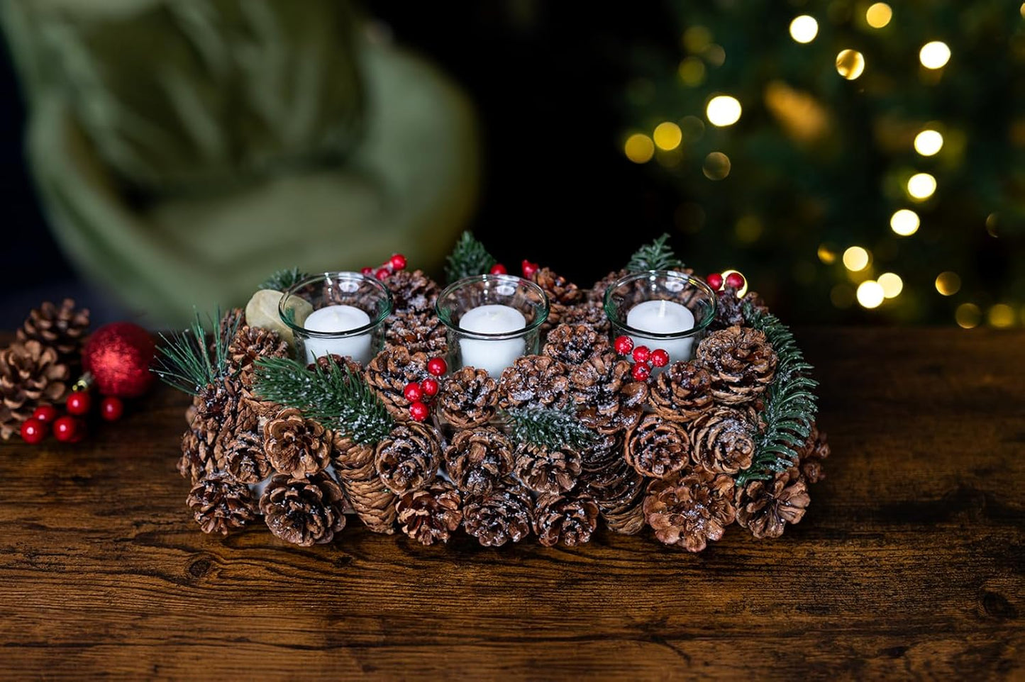 Christmas Pinecones Tea Light Candle Holder