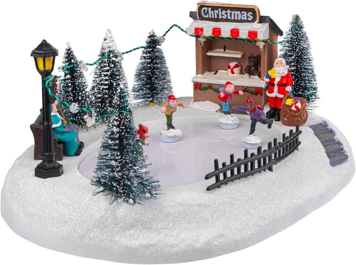 Christmas Ice Skating Musical Village Scene Decoration