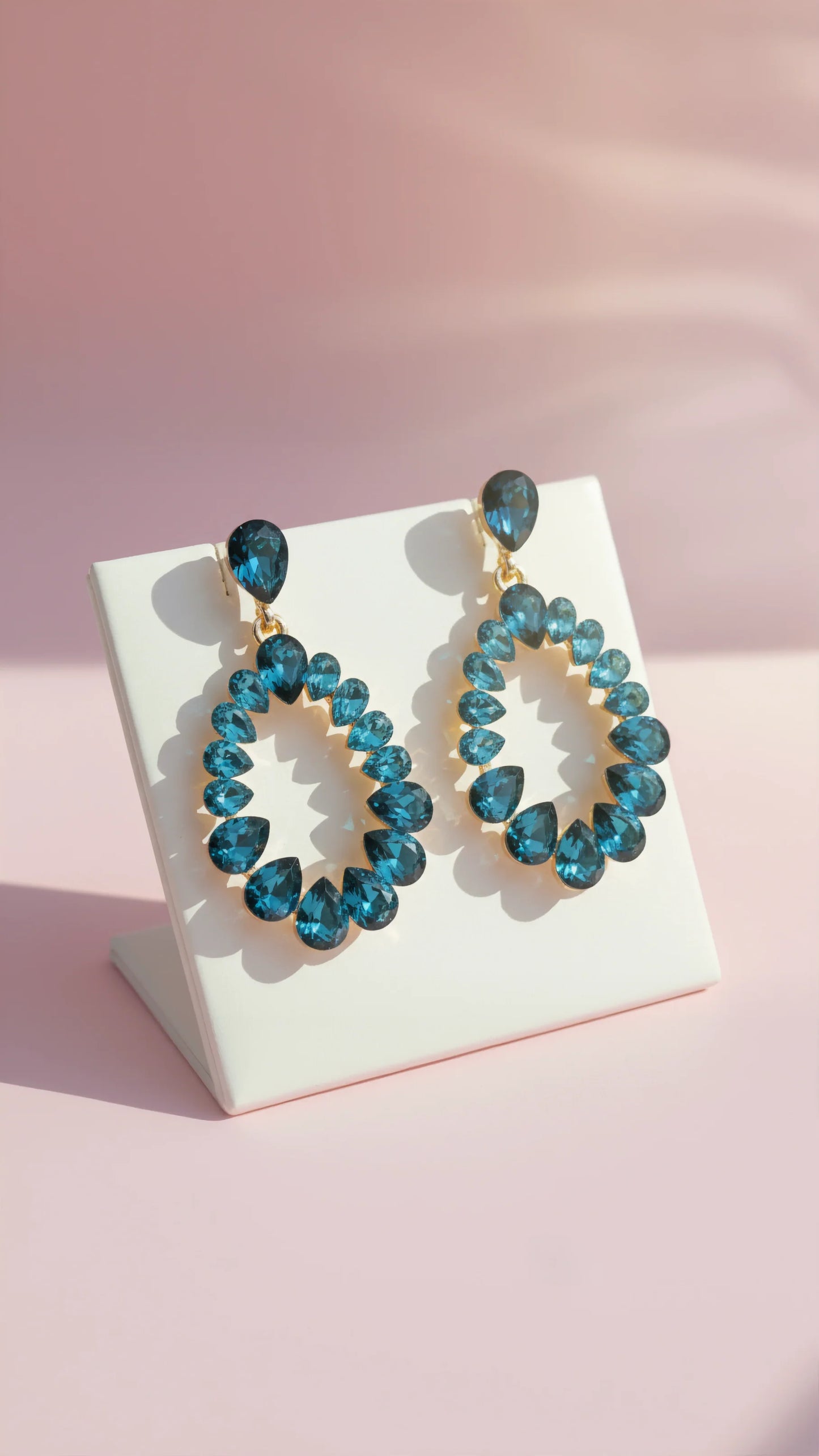 Oval Hoop Crystal Drop & Dangle Earrings