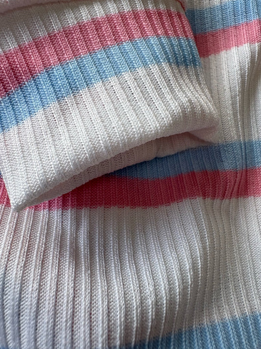 Ribbed Jersey Suit - Pink & Blue Stripe