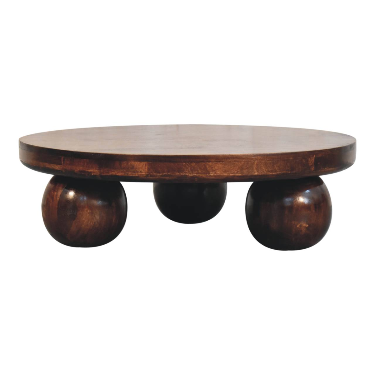 Artisan Furniture Solid Wood California Walnut Central Table with Ball Feet, Dark Brown