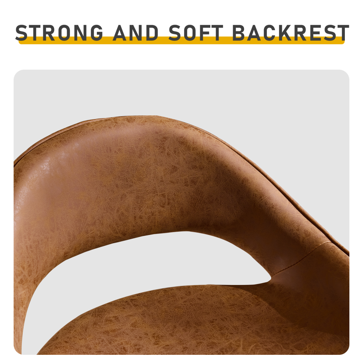 2pcs hollow backrest PU spray-coated bent iron feet bar stool brown with swivel