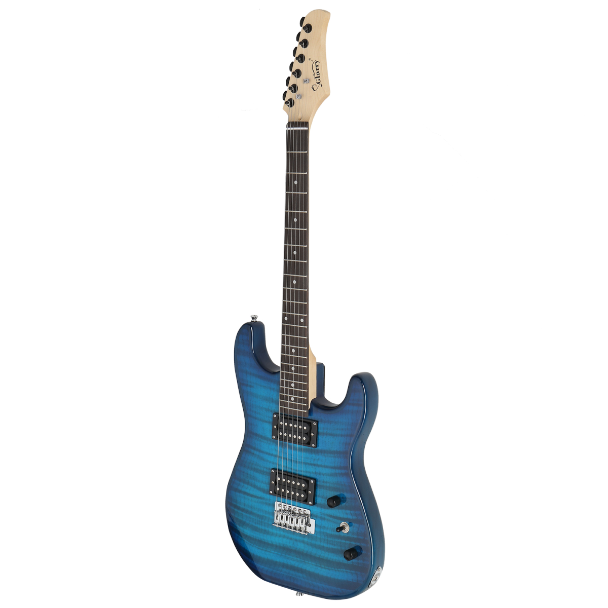 GST Stylish H-H Pickup Tiger Stripe Electric Guitar Kit with 20W AMP Bag Guitar Strap Blue