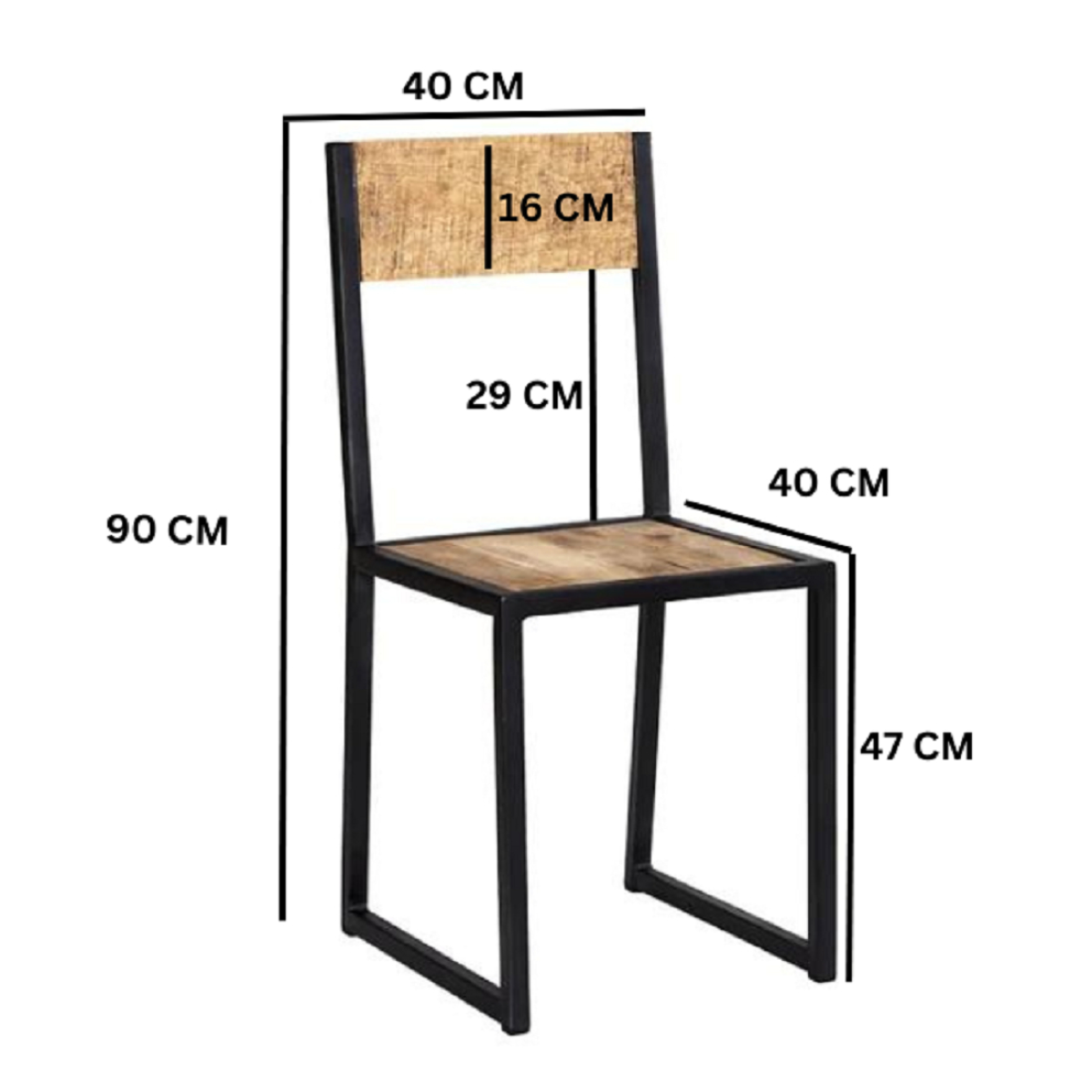 Cosmo Industrial Metal & Wood Dining Chair (Set of 2)