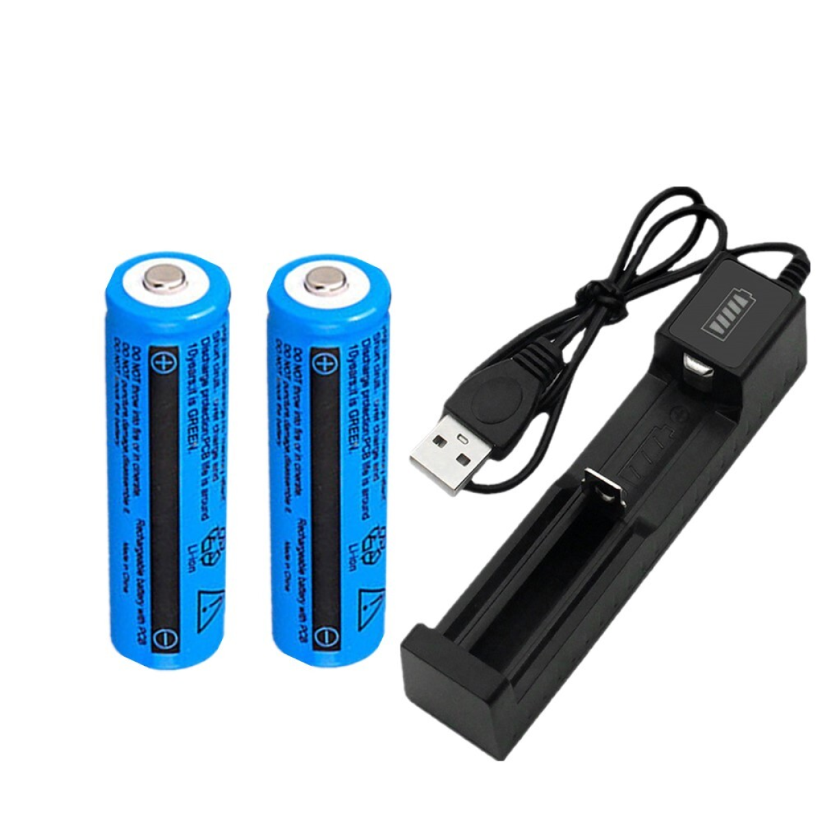 2pcs 3000mAh 18650 Rechargeable Batteries+1x USB Battery Charger Set For Fashlight headlamp