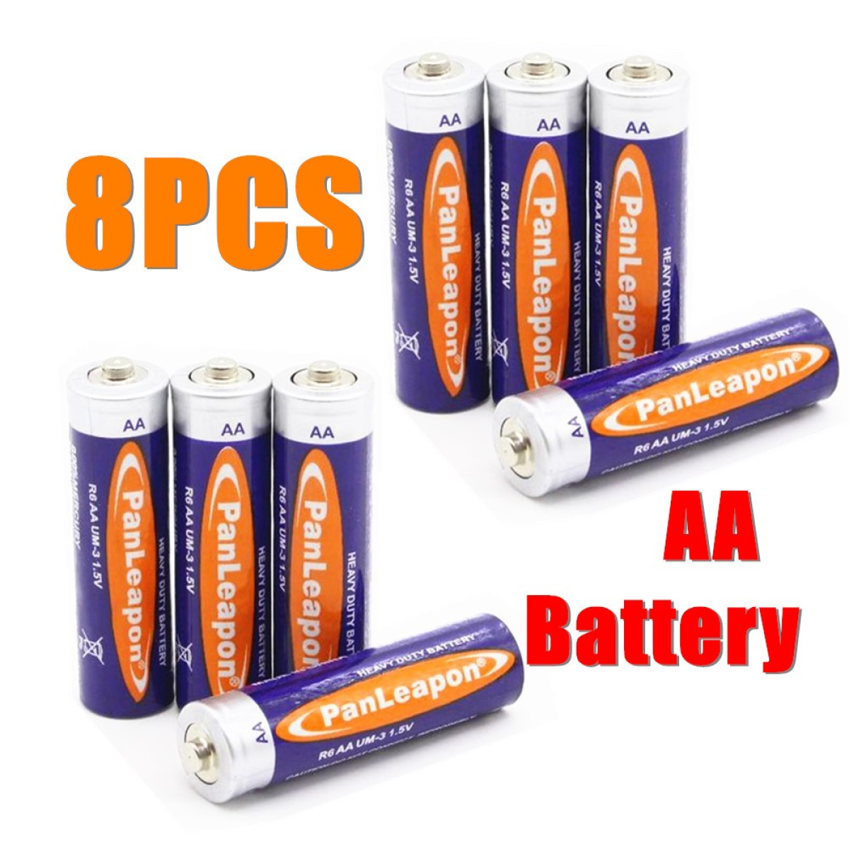8 PCS AA Batteries 1.5V CarbonZinc AA Battery For Household Appliances Small Devices