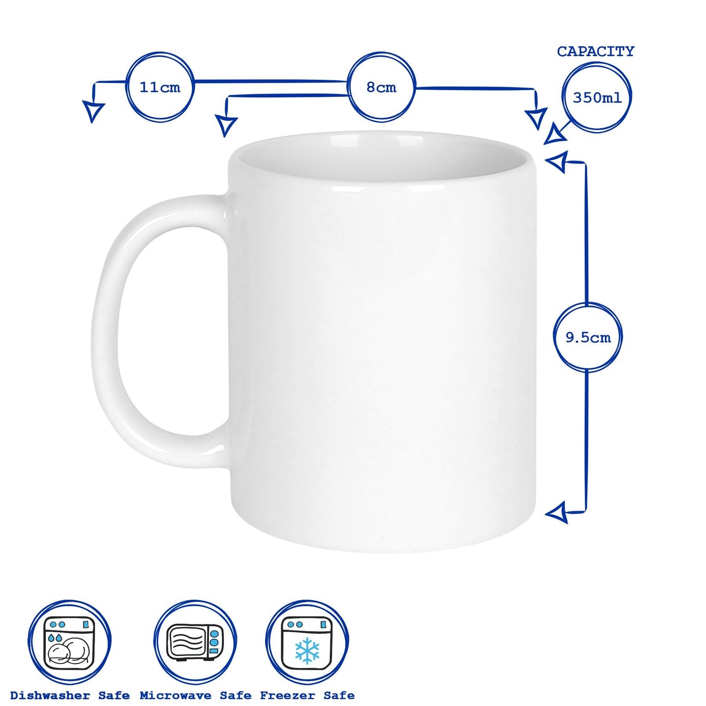 350ml Blank Stoneware Sublimation Mugs - White - Pack of 6