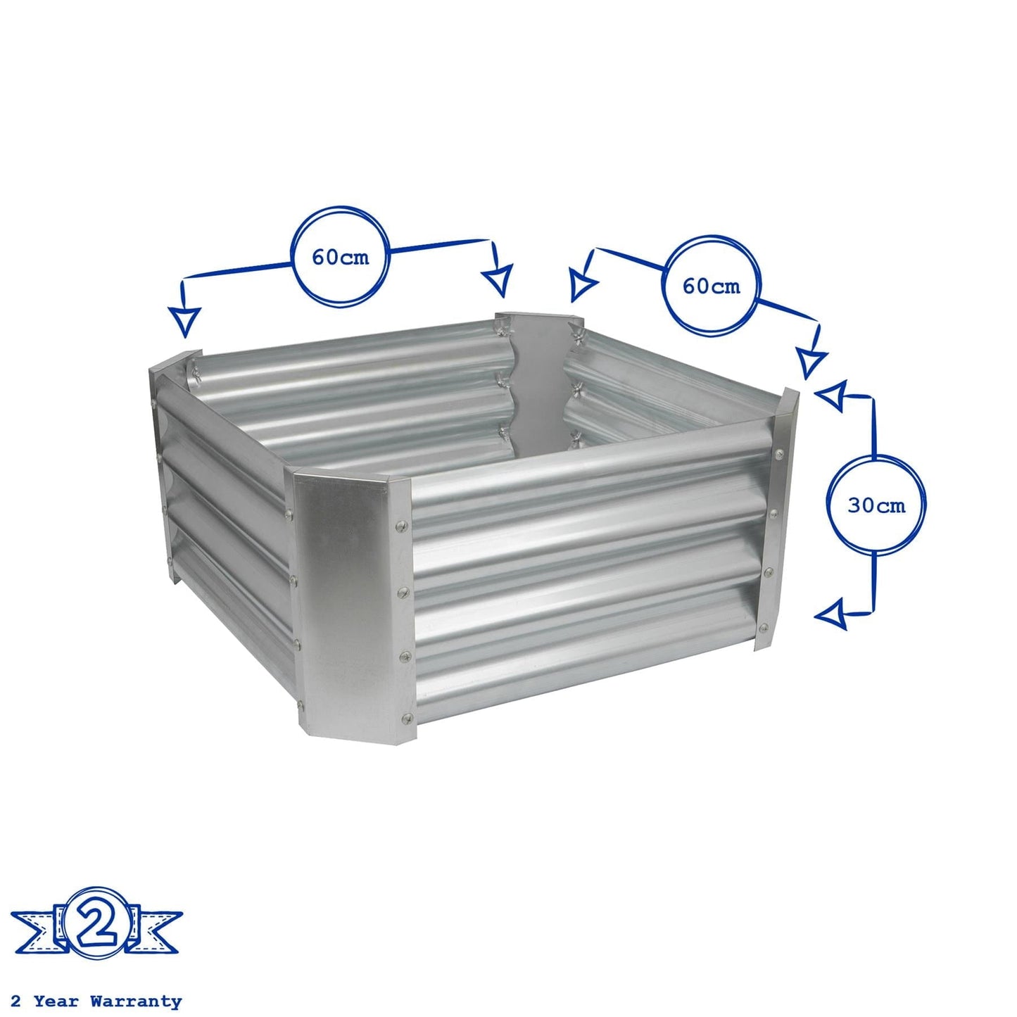 60cm x 60cm Square Galvanised Steel Raised Garden Bed