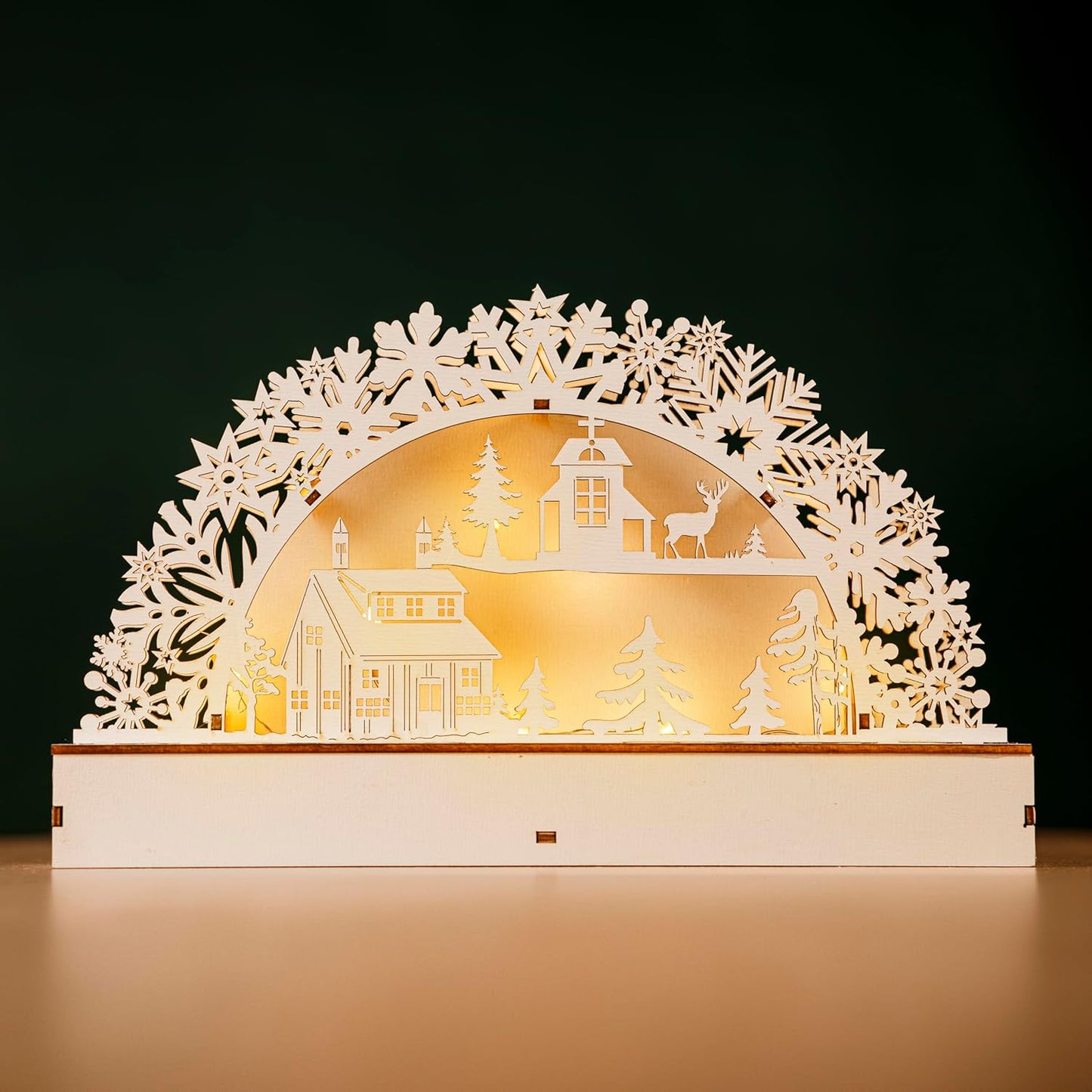Light Up Wooden Village Christmas Candle Bridge Scene