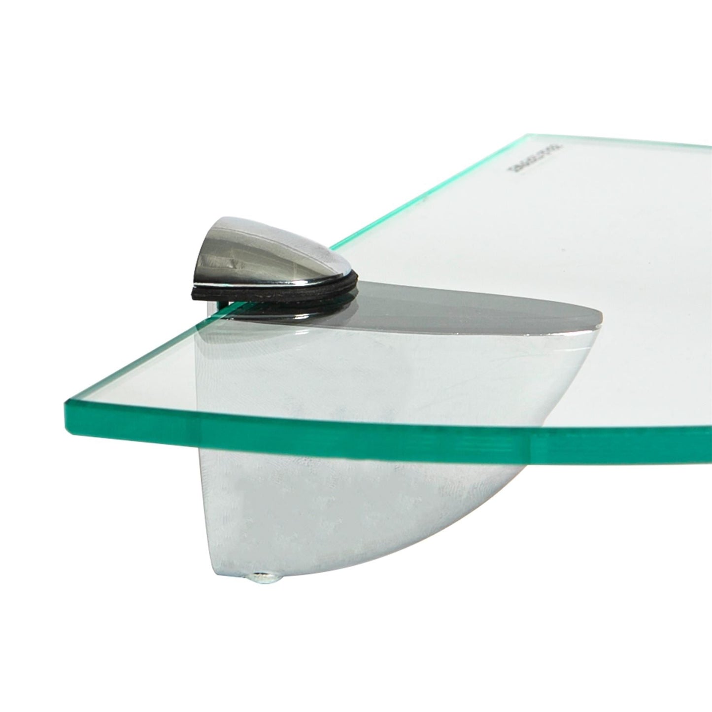30cm Floating Glass Corner Shelf with Chrome Fixings