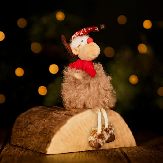 Reindeer Ornament W/Dangly Legs and Red Hat
