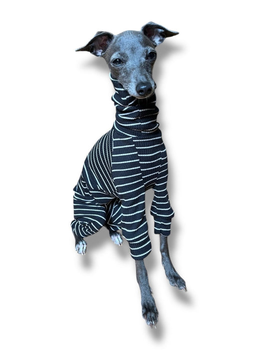 Ribbed Jersey Suit - Black & White