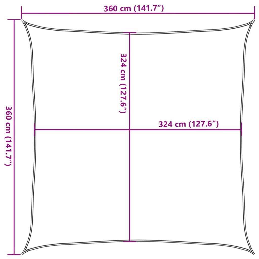Sunshade Sail HDPE Square 3.6x3.6 m Beige