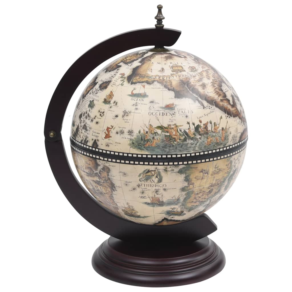 Tabletop Globe Bar Wine Stand Eucalyptus Wood White