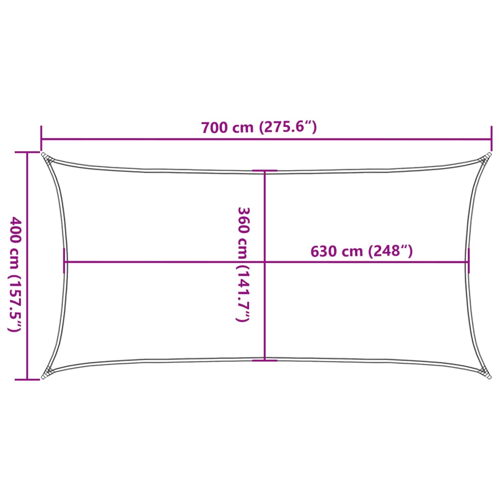 Sunshade Sail 160 g/m² Beige 4x7 m HDPE