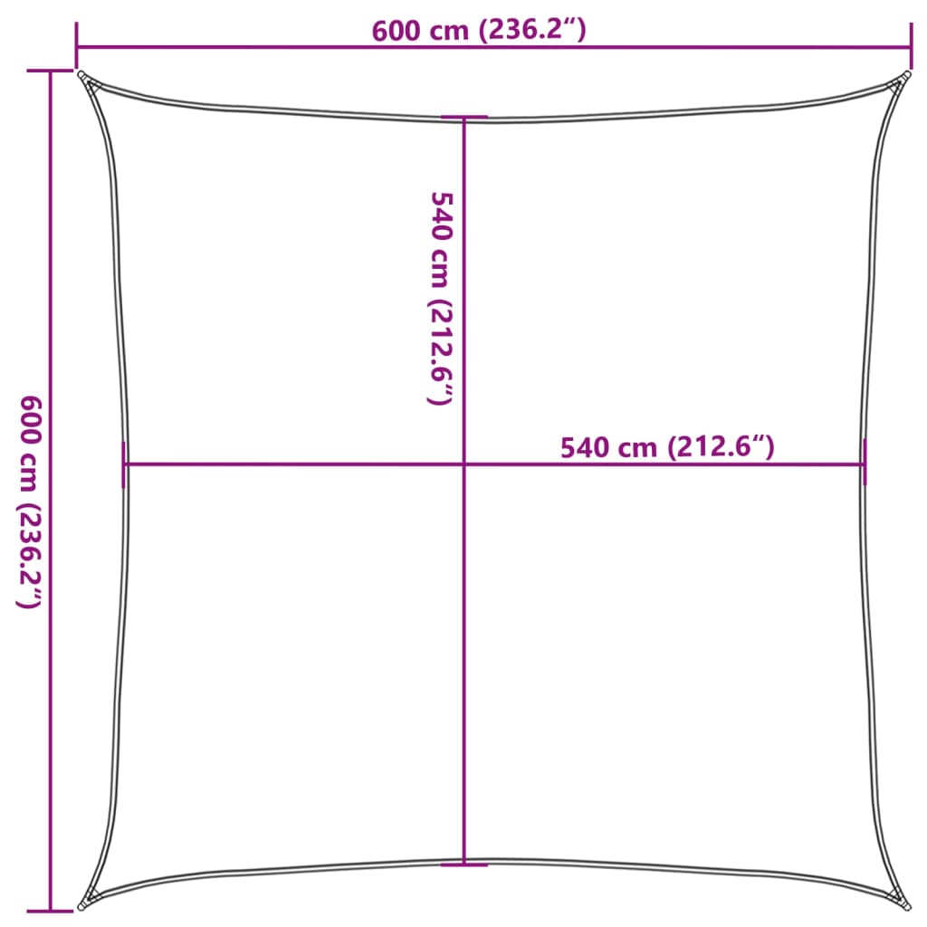 Sunshade Sail 160 g/m² Red 6x6 m HDPE