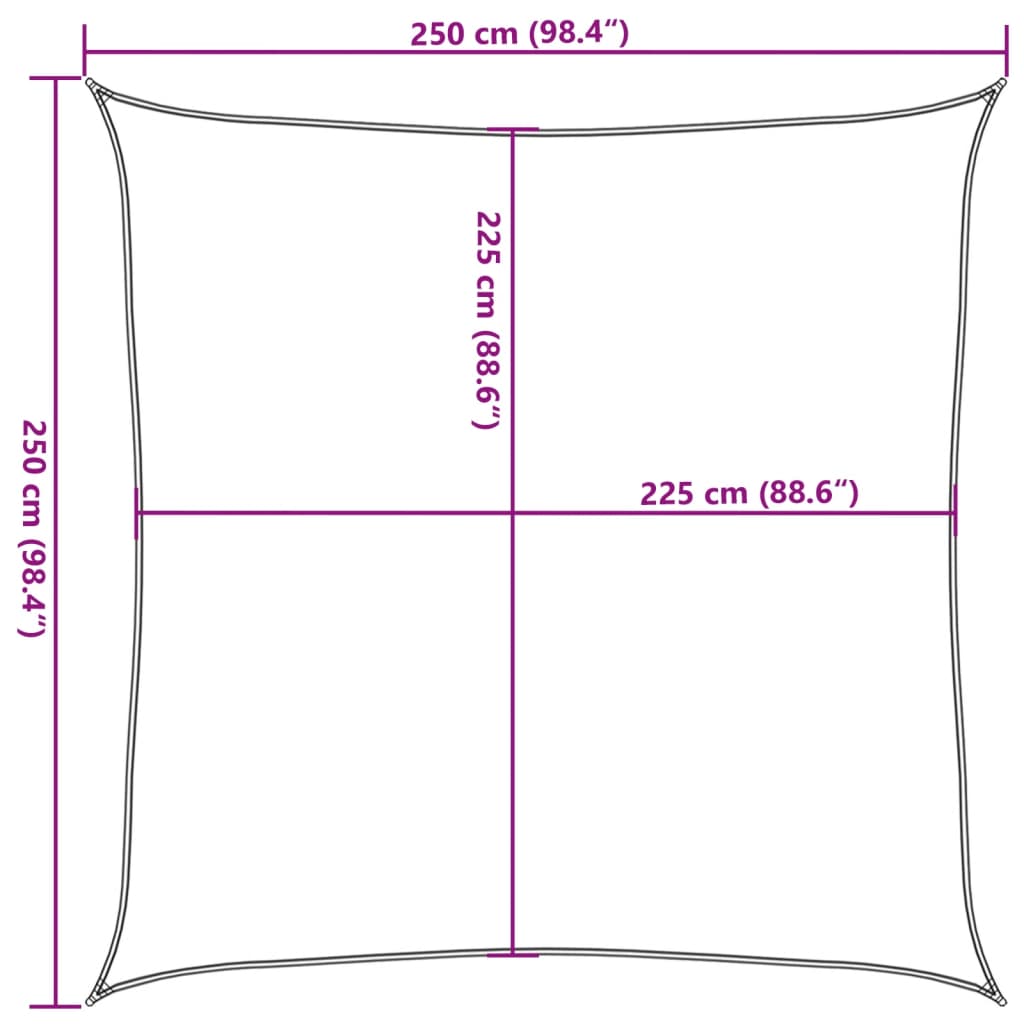 Sunshade Sail 160 g/m² Black 2.5x2.5 m HDPE