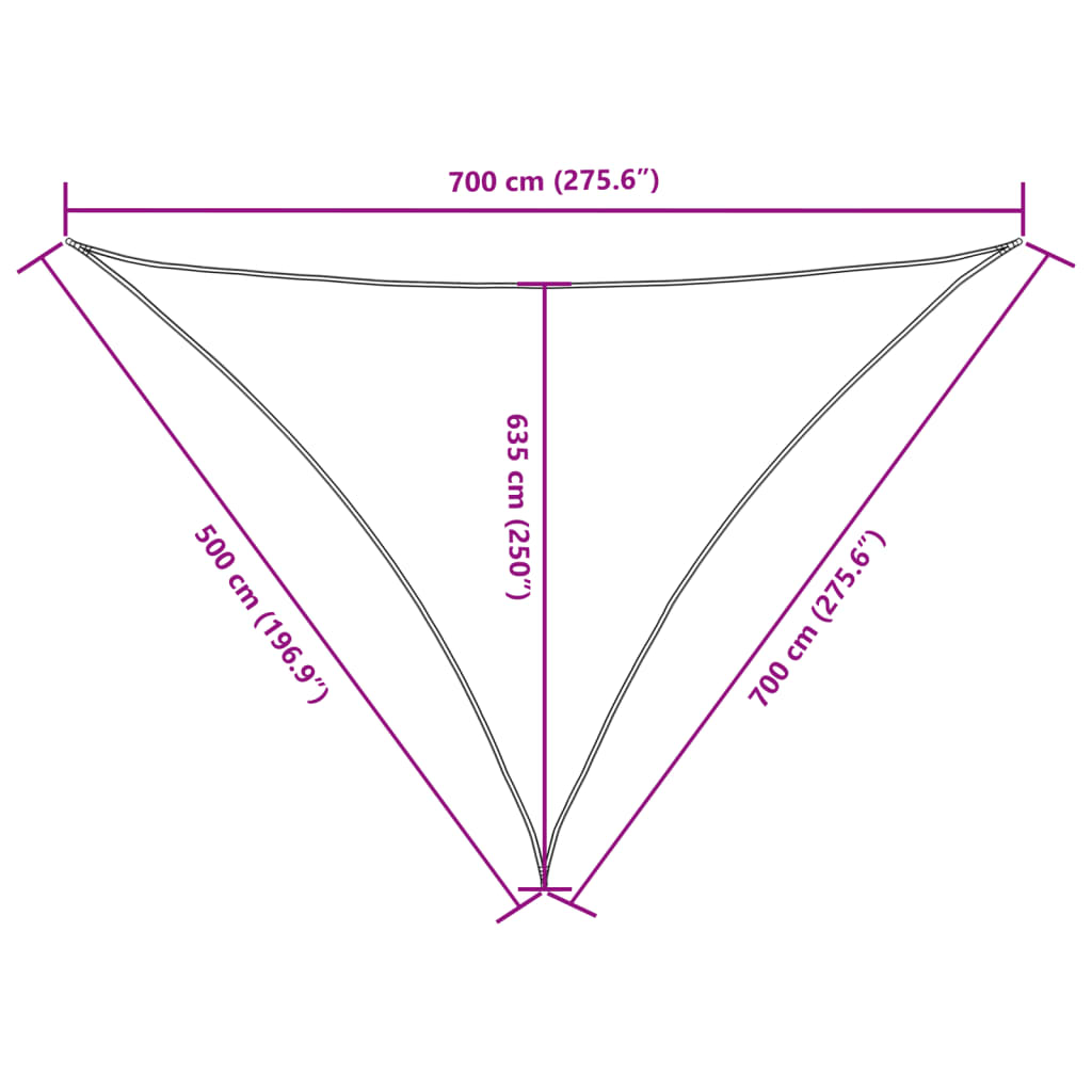 Sunshade Sail Oxford Fabric Triangular 5x7x7 m White