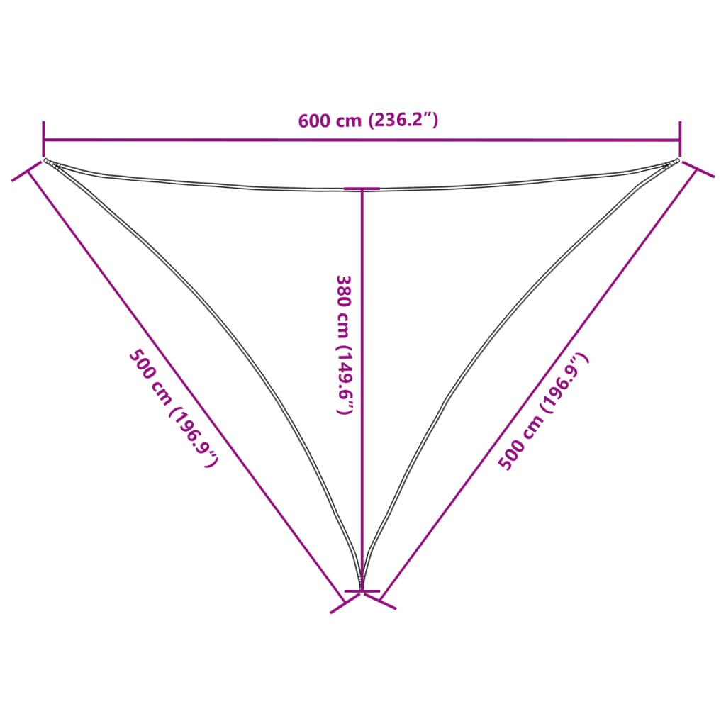 Sunshade Sail Oxford Fabric Triangular 5x5x6 m Taupe