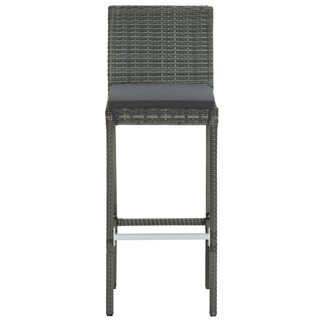 Garden Bar Stools with Cushions 4 pcs Grey Poly Rattan