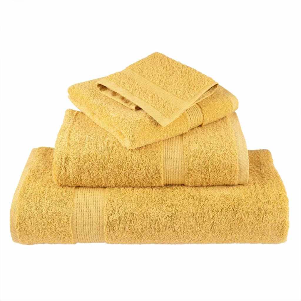 Guest Towel 10 pcs Gold 15 x 21 cm Cotton