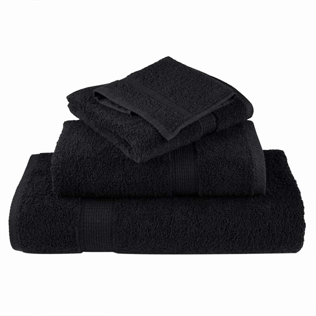 Guest Towel 4 pcs Black 15 x 21 cm Cotton