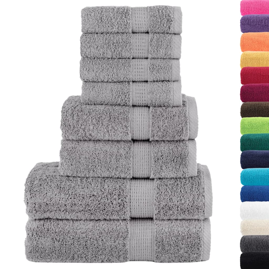 8 Piece Premium Towel Set SOLUND Grey 600 gsm