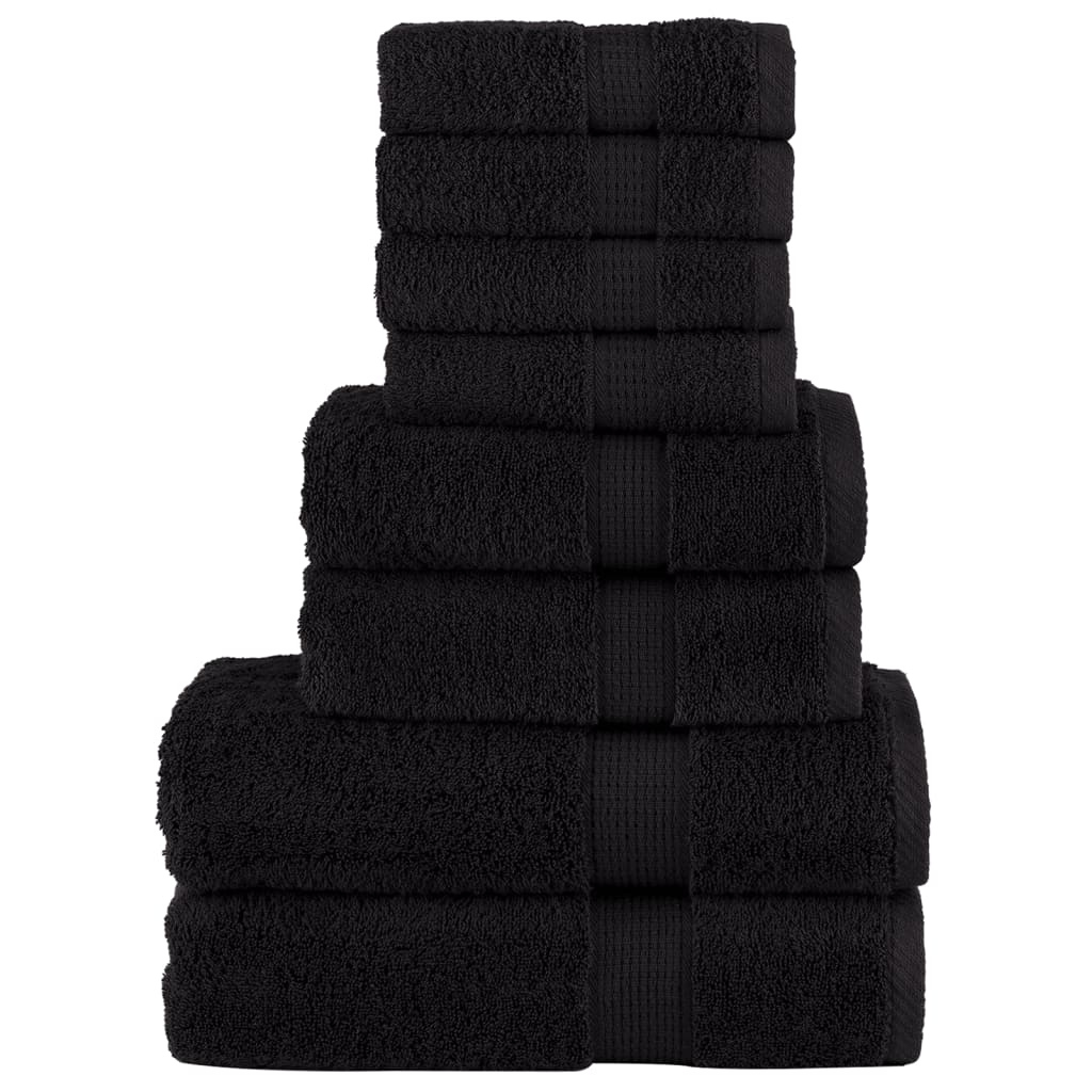 8 Piece Premium Towel Set SOLUND Black 600 gsm