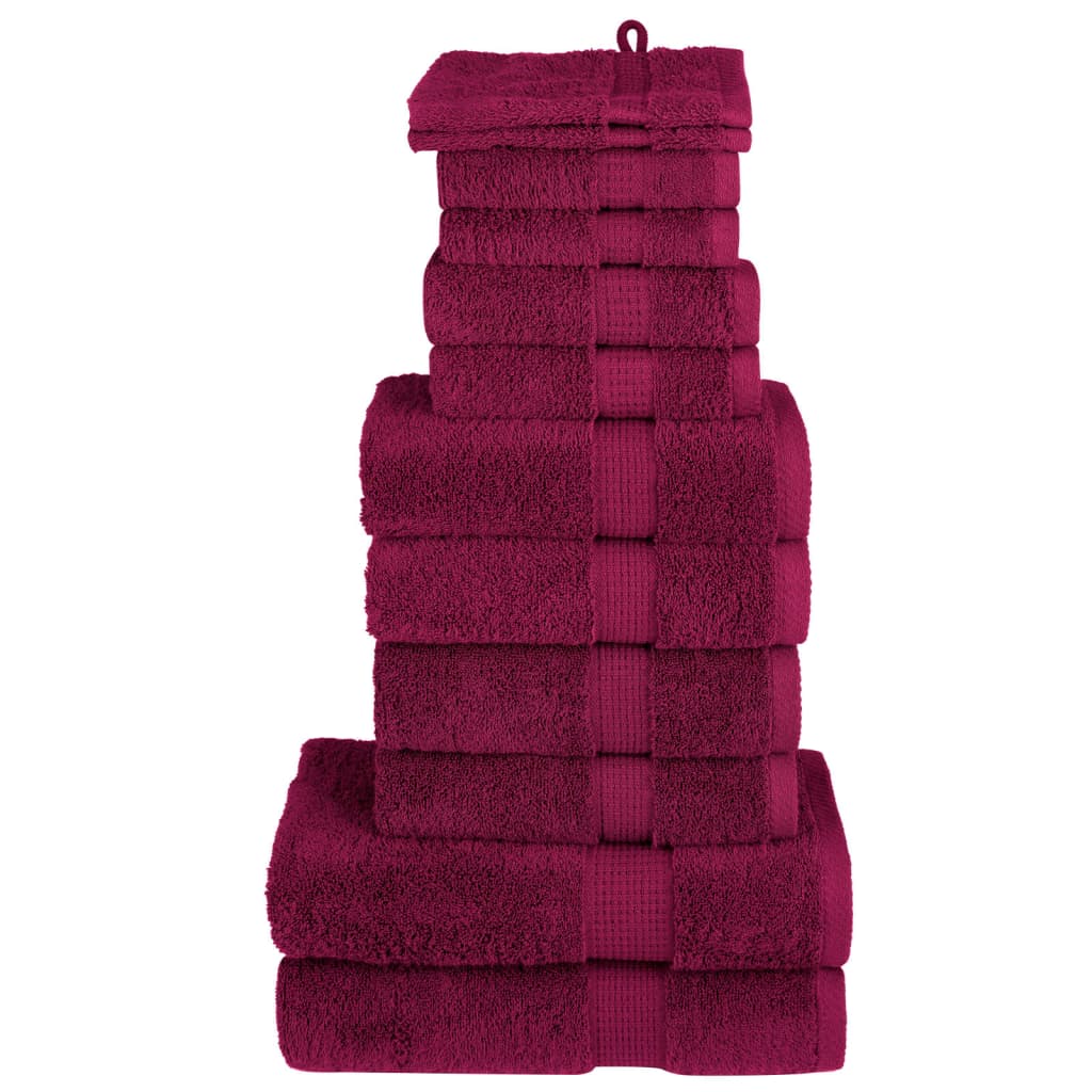 12 Piece Premium Towel Set SOLUND Bordeaux 600 gsm