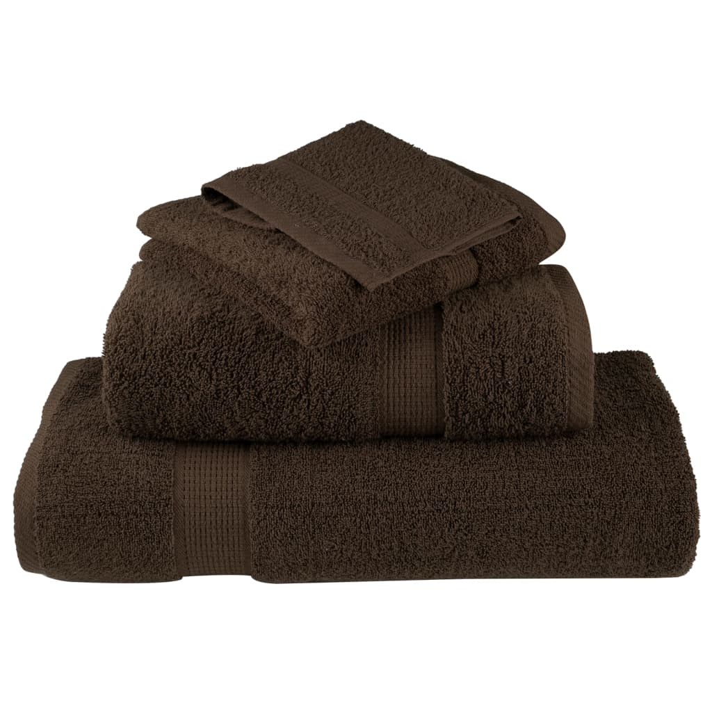 12 Piece Premium Towel Set SOLUND Brown 600 gsm