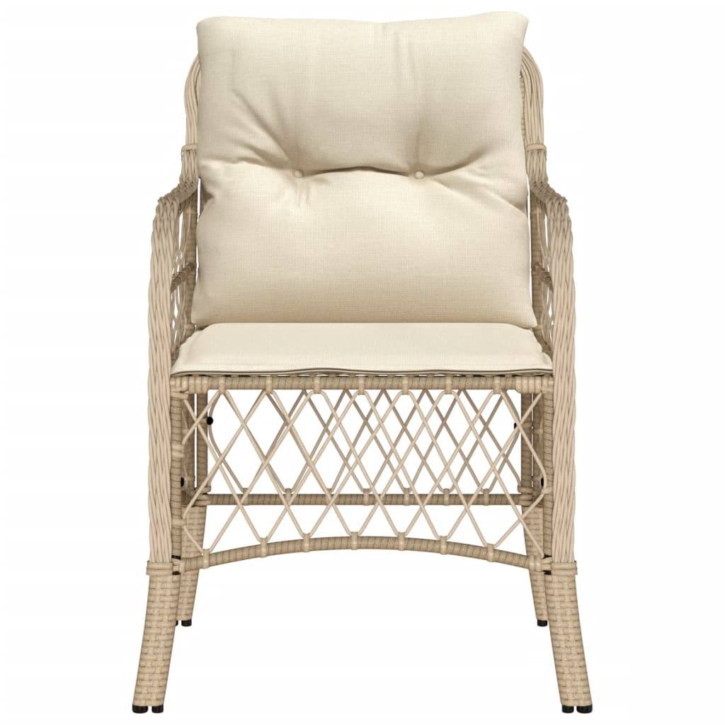 Garden Chairs with Cushions 2 pcs Beige Poly Rattan