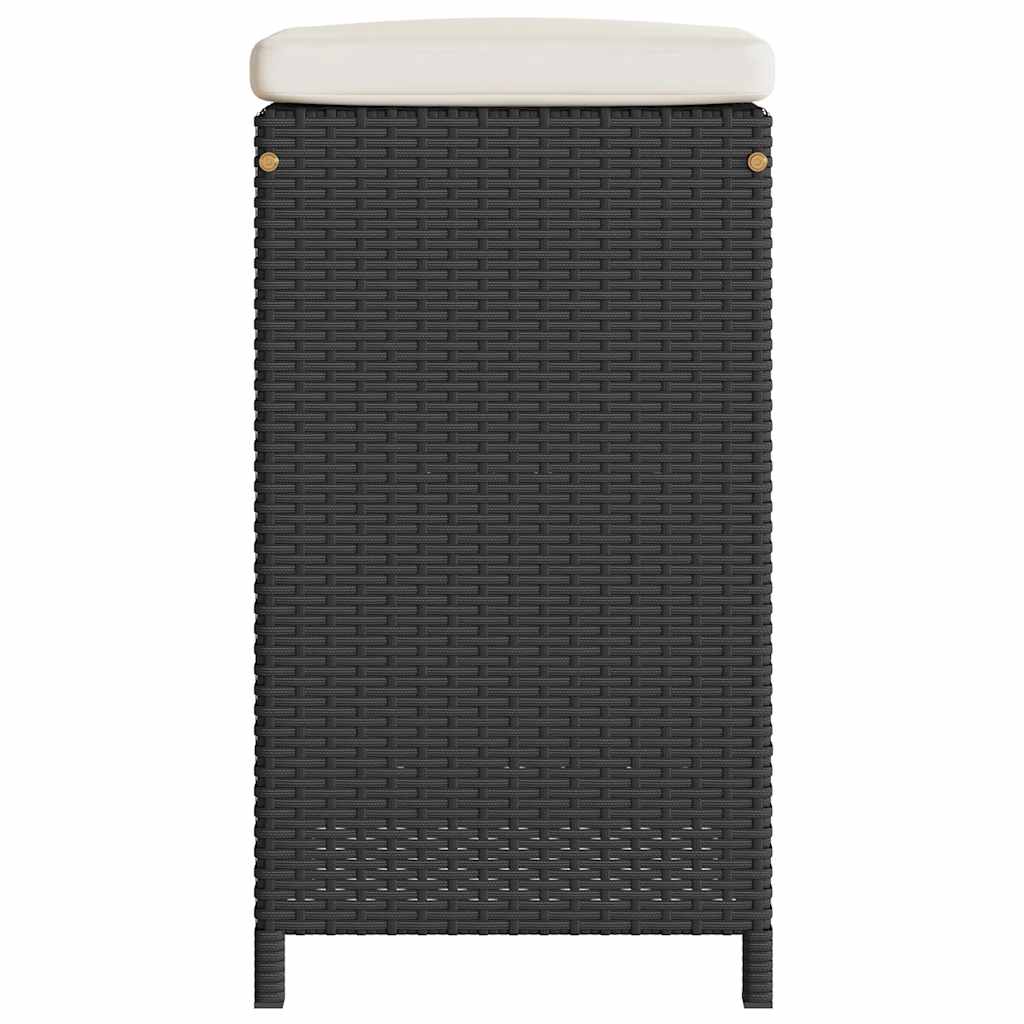 Garden Bar Stools with Cushions 6 pcs Black Poly Rattan