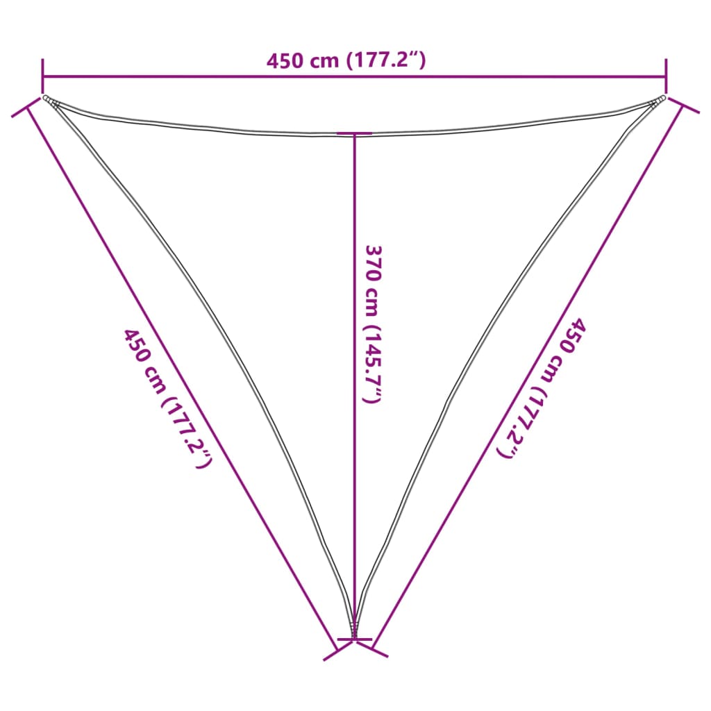 Sunshade Sail 160 g/m² Triangular Light Grey 4.5x4.5x4.5 m HDPE